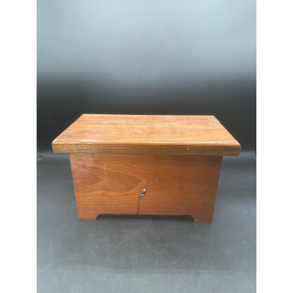 Vintage Pecan-Colored Low Boy Miniature Wooden Trinket Box